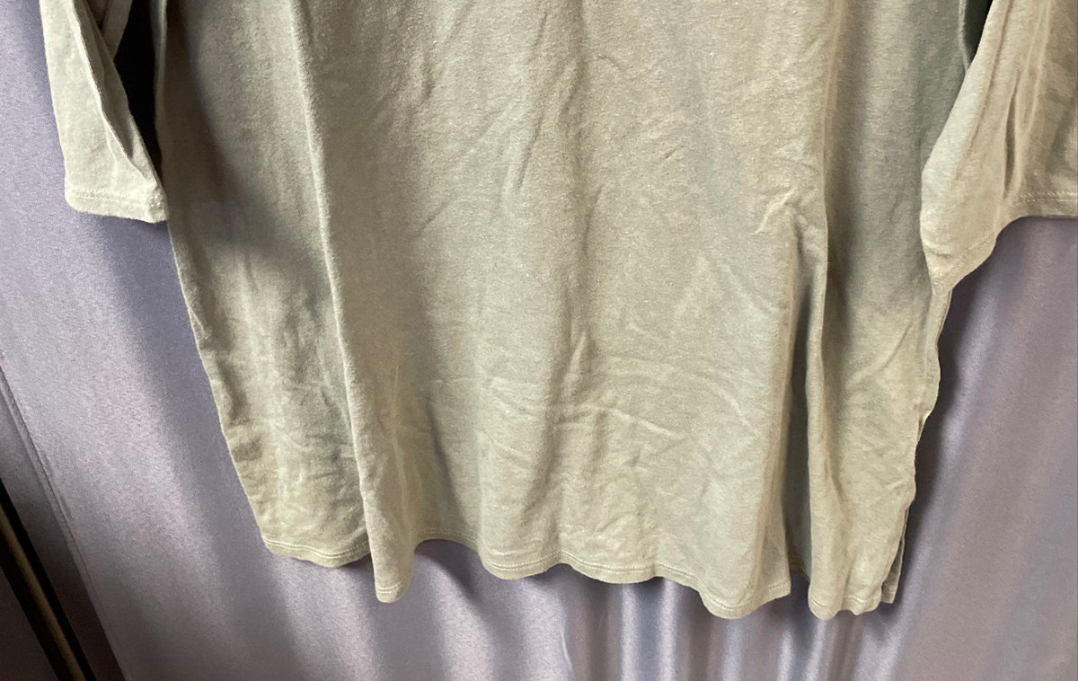 Pure Jill Women's Trapunto Tunic Green Cotton Linen 3/4 Sleeve NWT Sz M