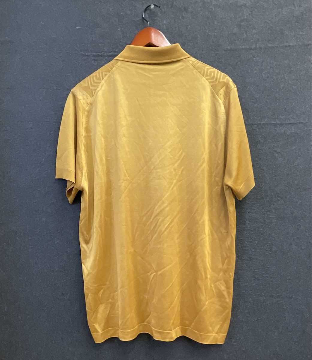 Pronti Men's Mustard Gold Geometric Knit Short Sleeve Polo Shirt Sz XL NWT
