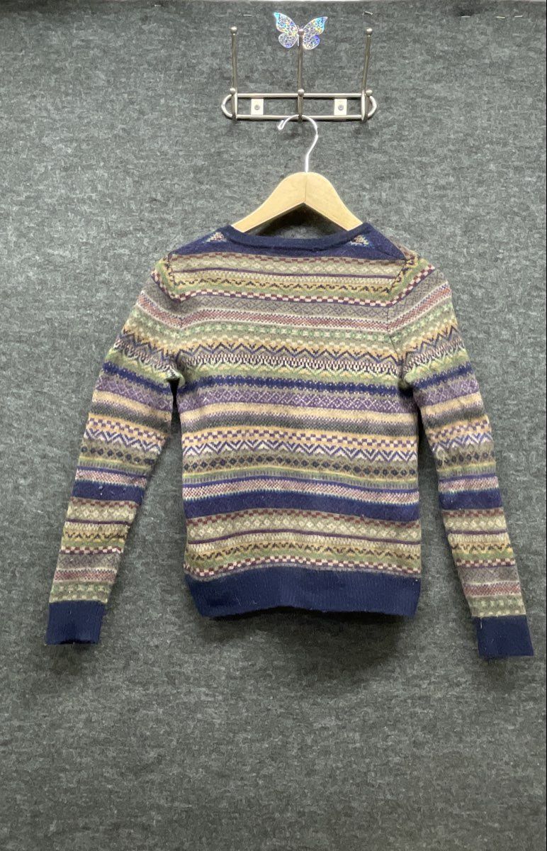 Brooks Brothers Red Fleece Women's Fair Isle Wool V-Neck Sweater Sz M Fits S
