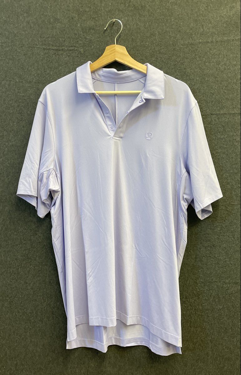 Lululemon Men's Purple Short Sleeve Snap Placket Performance Polo Shirt