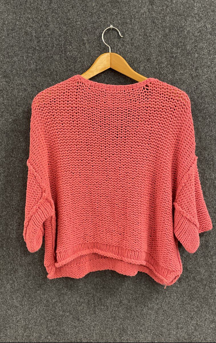 Free People Women's Coral Pink Chunky Loose Knit Cropped Sweater Size XS