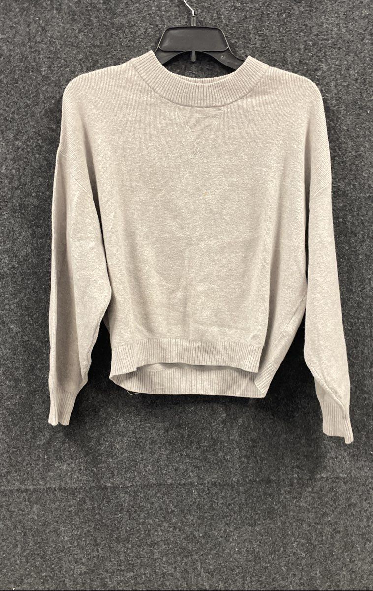 Abercrombie & Fitch Women's Beige Crew Neck V-Stitch Ribbed Knit Sweater Sz S