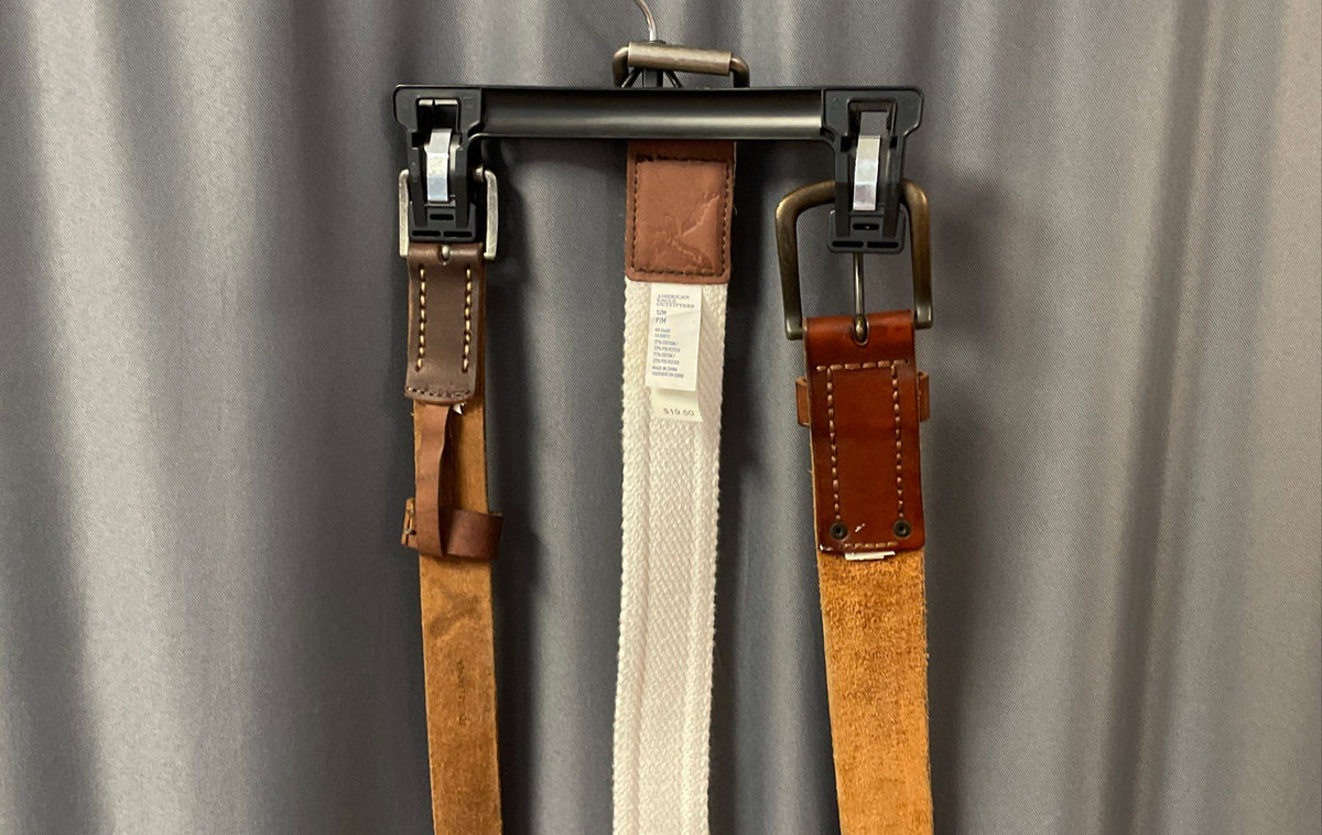 American Eagle Men's Belts Lot of 3 Leather Canvas Brown Tan Striped Sz S/M