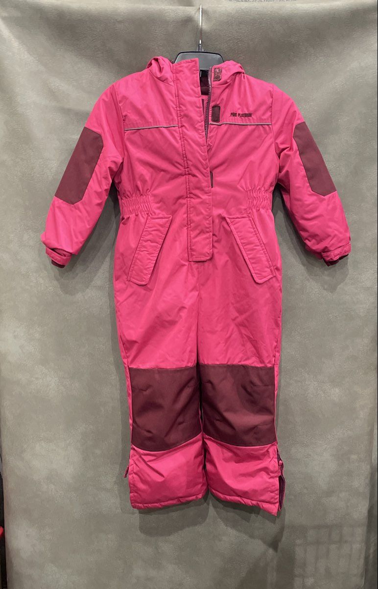 Pink Platinum Advance Girls Pink One Piece Insulated Hooded Snowsuit Sz 5/6