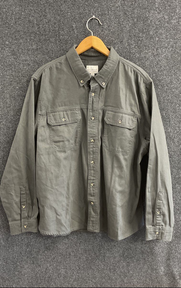 Lucky Brand Men's Gray Heavyweight Twill Work Shirt Button Down Size XXL