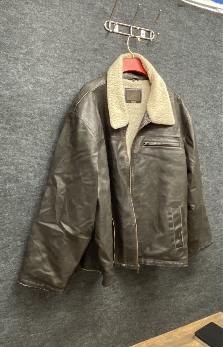 Lee Men's Brown Faux Leather Sherpa Lined Zip Front Jacket Sz 4X