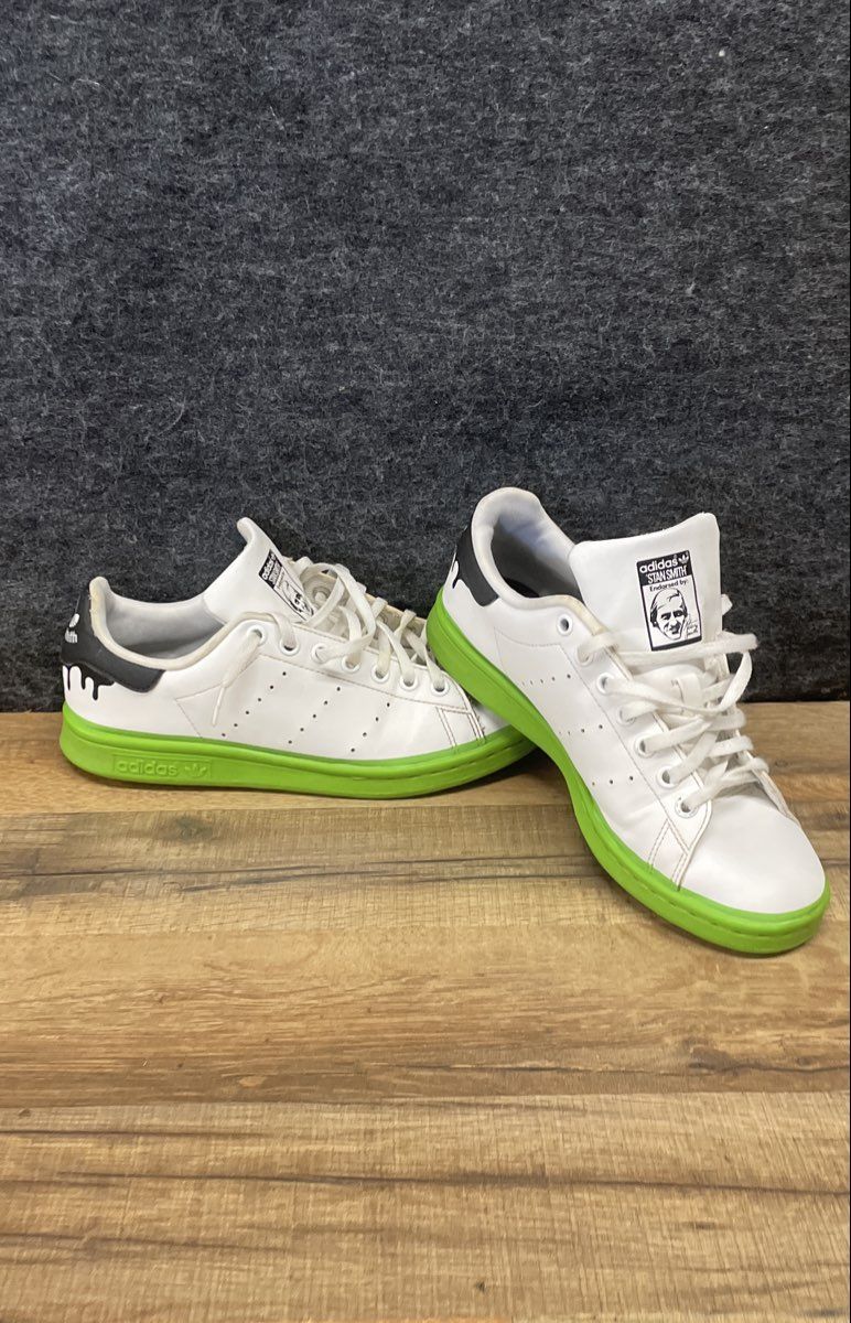 Adidas Stan Smith White Semi Solar Slime Drip Sneakers Women's Size 5.5