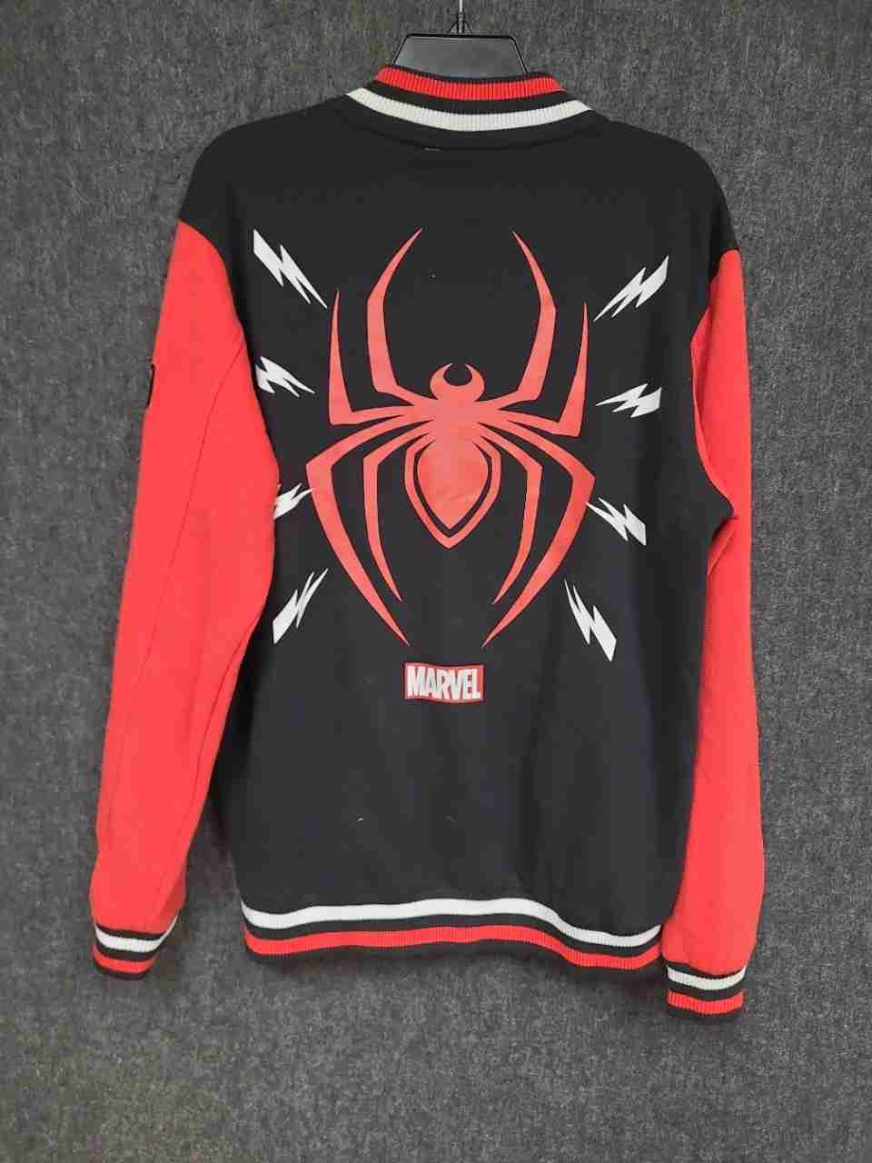 Marvel Men's Miles Morales Spider-Man Brooklyn Varsity Jacket Black Red Sz M