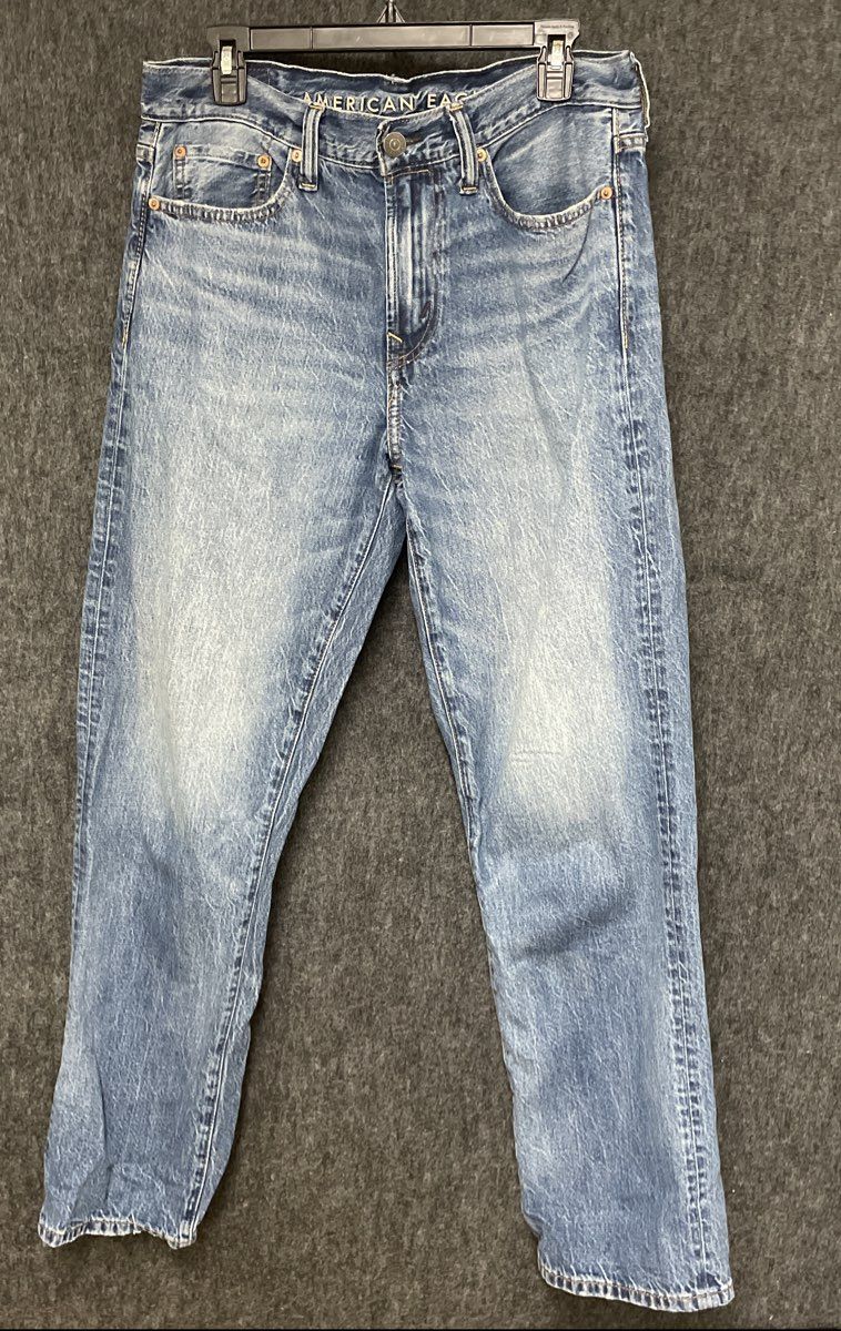 American Eagle Men's Light Wash Cotton Linen Blend Jeans Sz 30x32