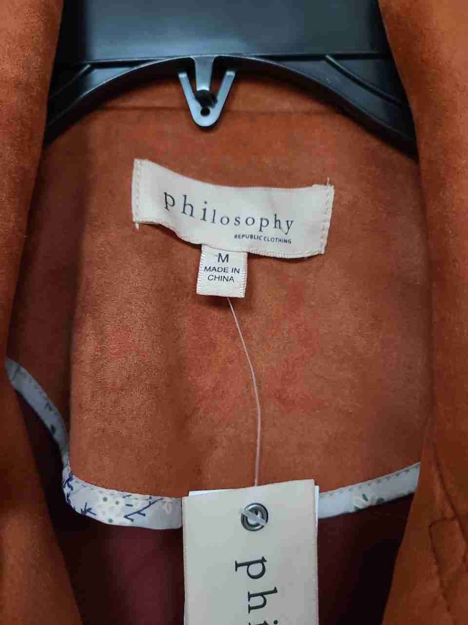 Philosophy Republic Clothing Women's Rust Faux Leather Moto Jacket Sz M NWT