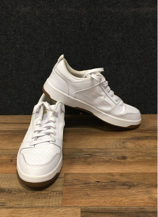 Puma Rebound LayUp Low White Gum Basketball Lifestyle Sneakers Men's Size 13
