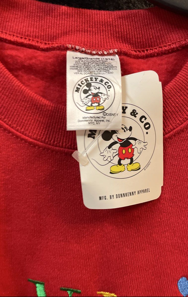 Mickey & Co. Kids Red Minnie Mouse Embroidered Sweatshirt NWT 90s 14/16