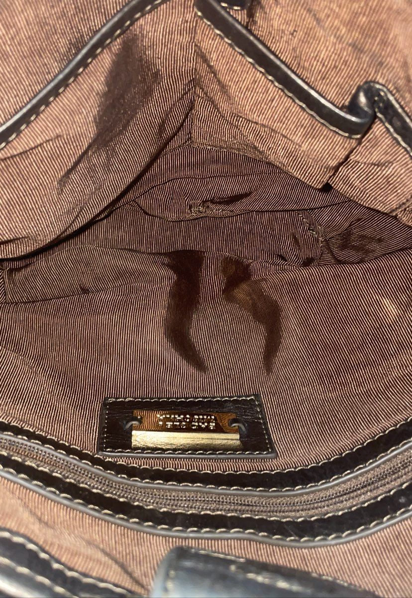 Badgley Mischka Bronze Brown Metallic Leather Hobo Shoulder Bag Tassel