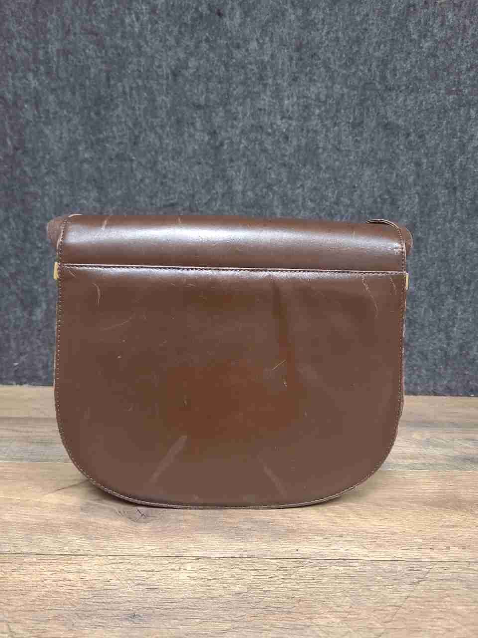 Vintage Vicevano Brown Leather Shoulder Saddle Bag Gold Hardware