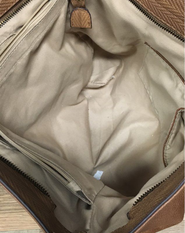 Darcy Marks London Tan Chevron Textured Large Tote Shoulder Bag Gold Hardware