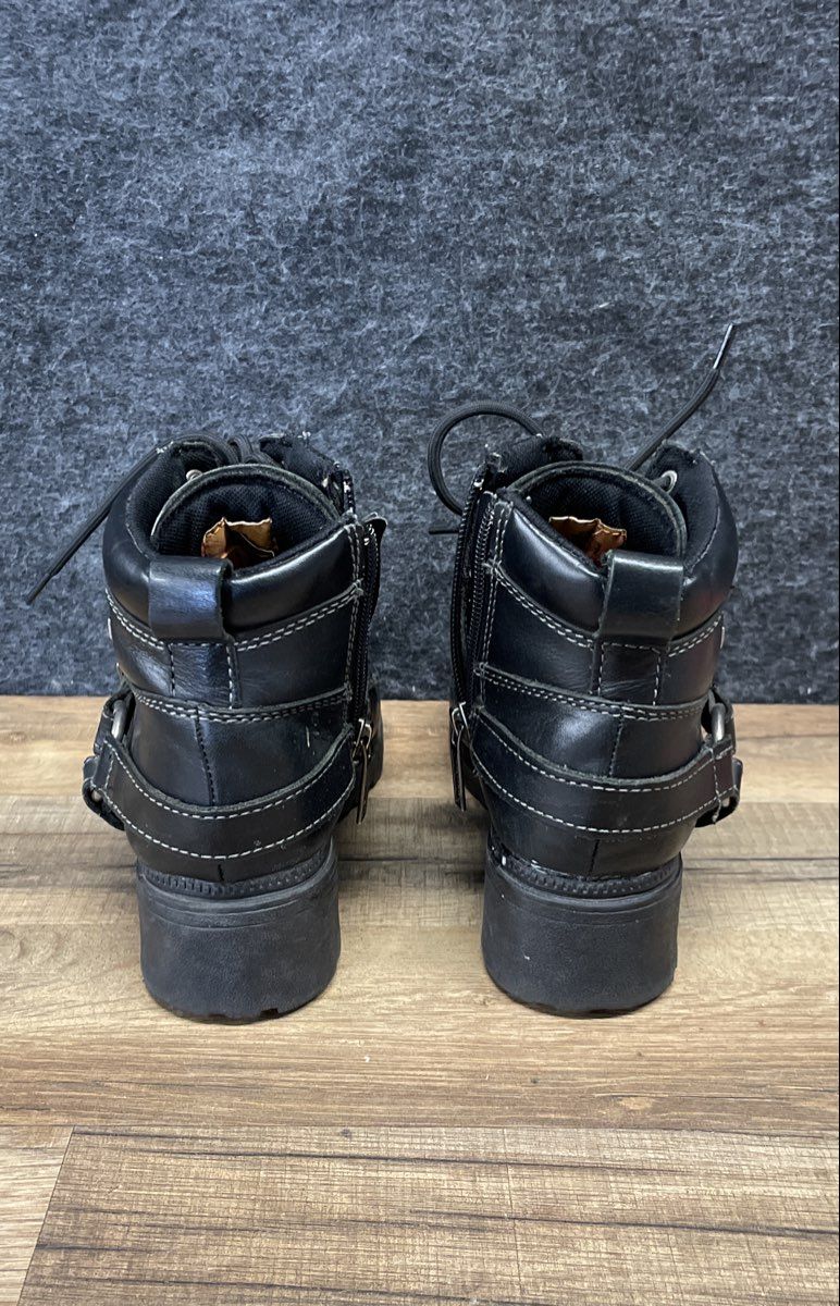 Harley Davidson 84424 Black Leather Harness Motorcycle Boots Women's Size 6