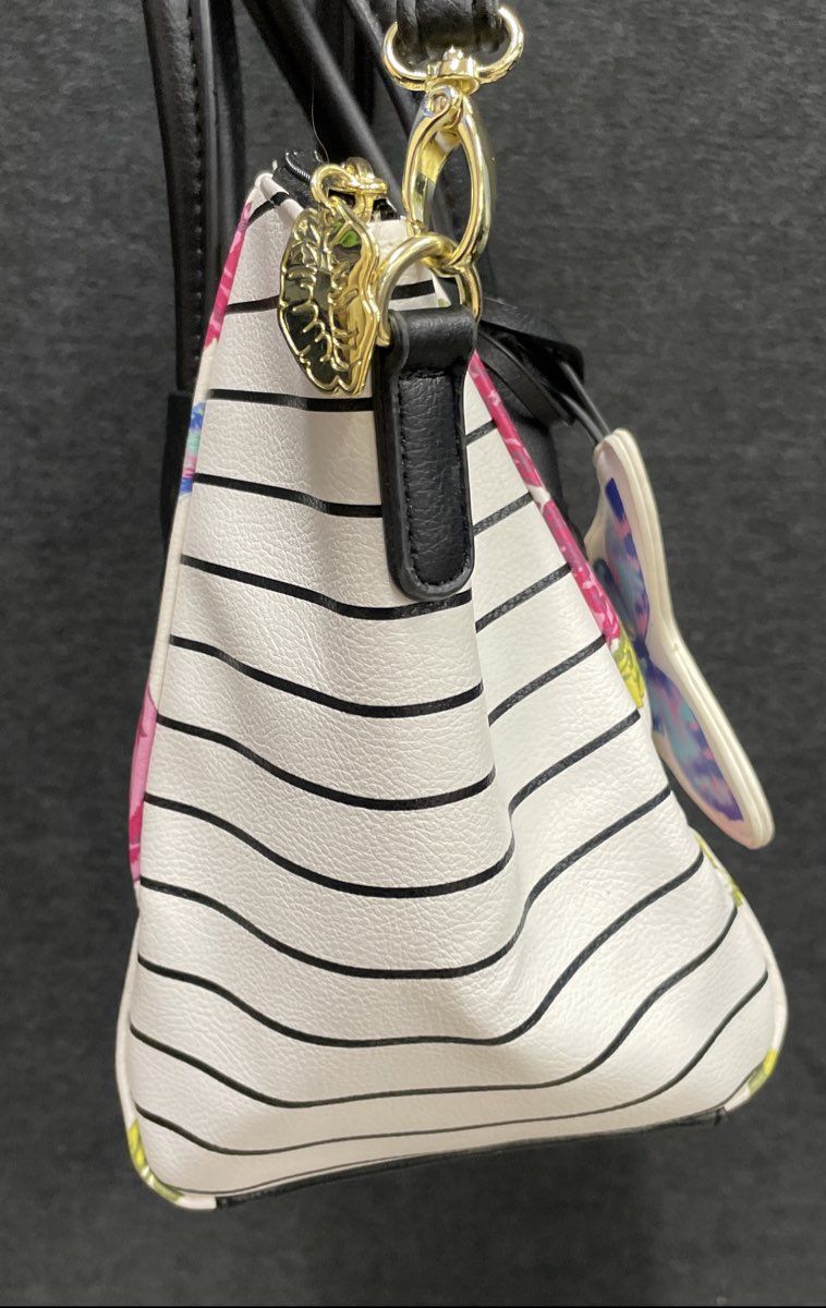 Luv Betsey by Betsey Johnson Floral Striped Satchel Handbag Crossbody Bag