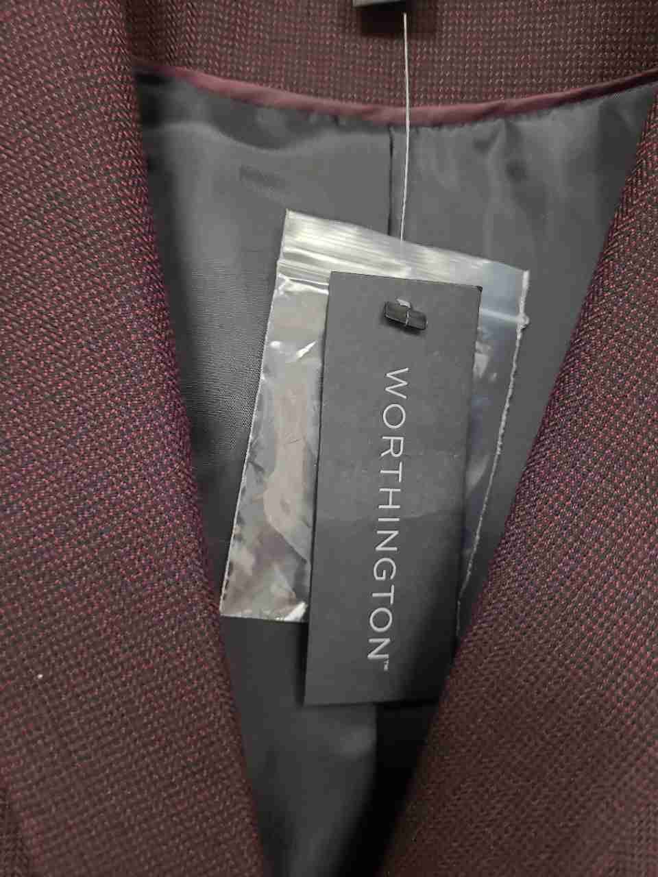 Worthington Women's Blazer Burgundy Textured 2-Button Lined Sz 8 NWT