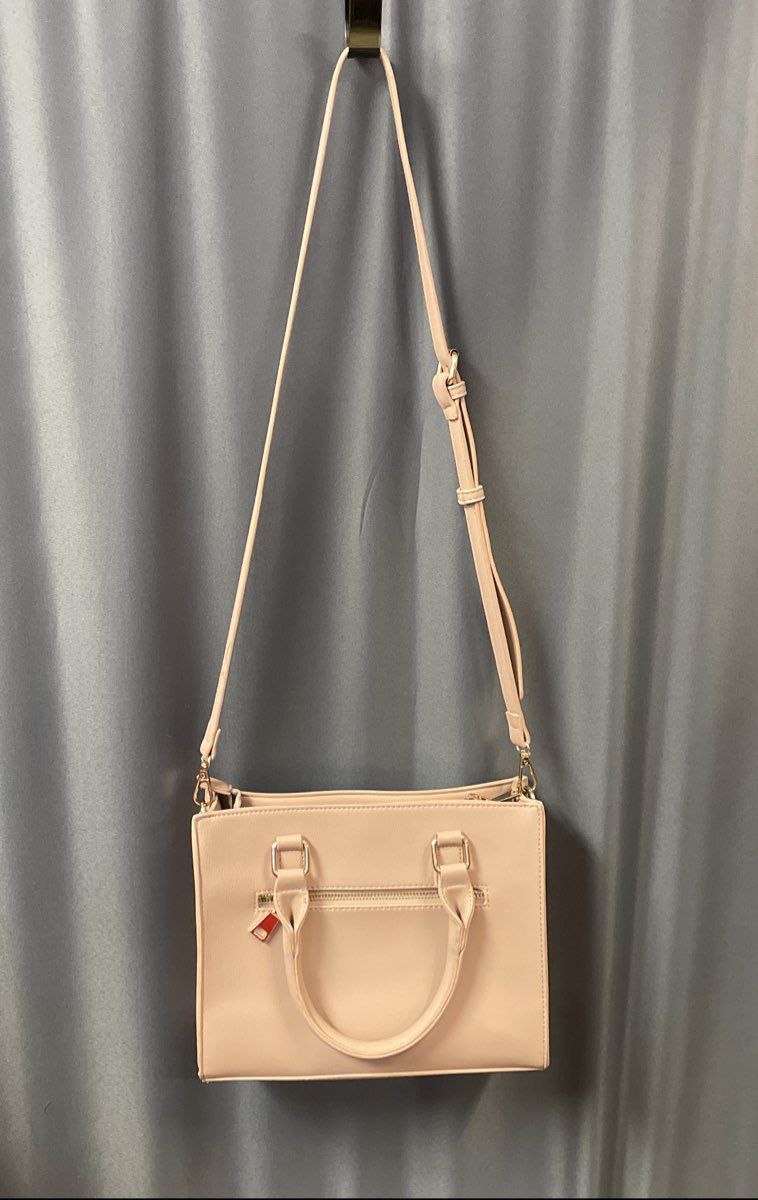 Miztique Dusty Rose Faux Leather Satchel Crossbody Bag Gold Hardware