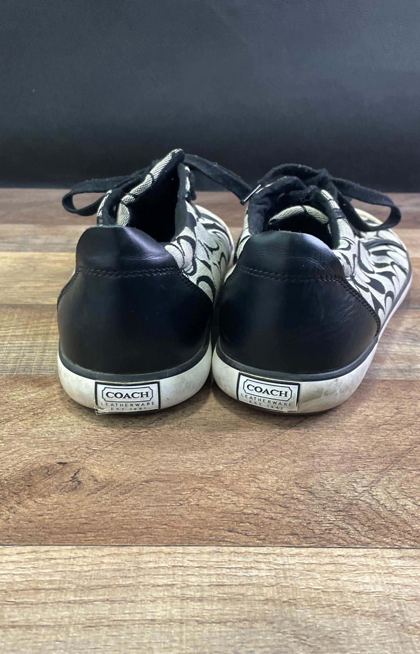 Coach Barrett Signature C Monogram Black Grey Low Top Sneakers Size 10
