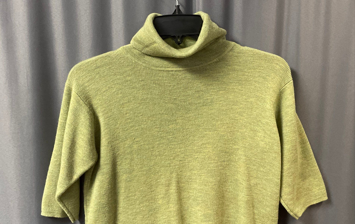 Eileen Fisher Women's Green Turtleneck Short Sleeve Knit Pullover Top Size XS