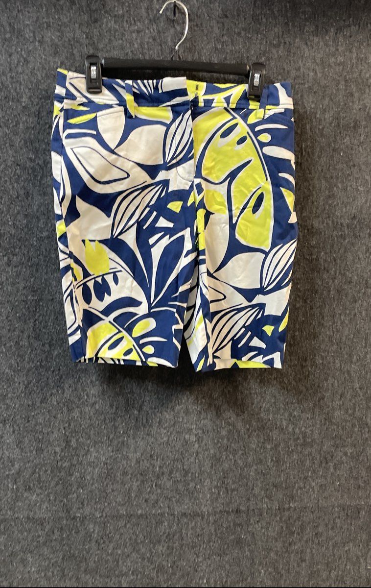 Talbots Women's Perfect Short 10.5 In Navy Blue Tropical Leaf Print NWT Sz 2