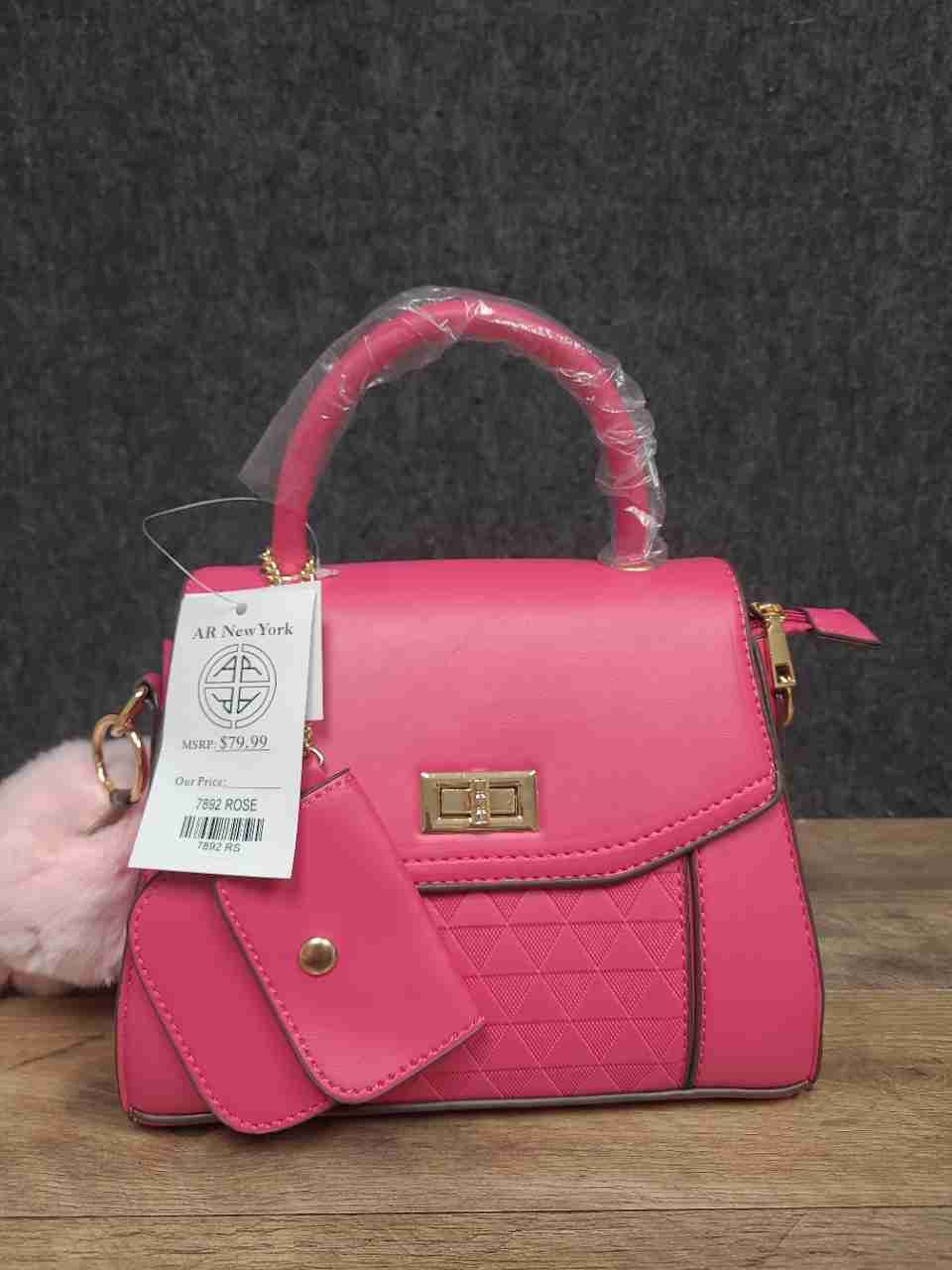 AR New York Rose Pink Modern Quilted 2-in-1 Satchel Crossbody Bag NWT