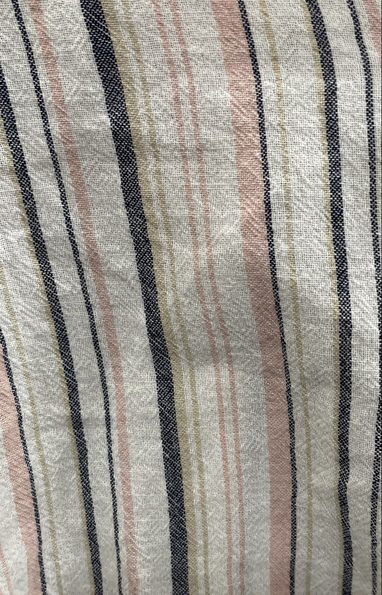 Sanctuary Women's White Striped Cotton Linen Blend Roll Tab Sleeve Shirt Sz S