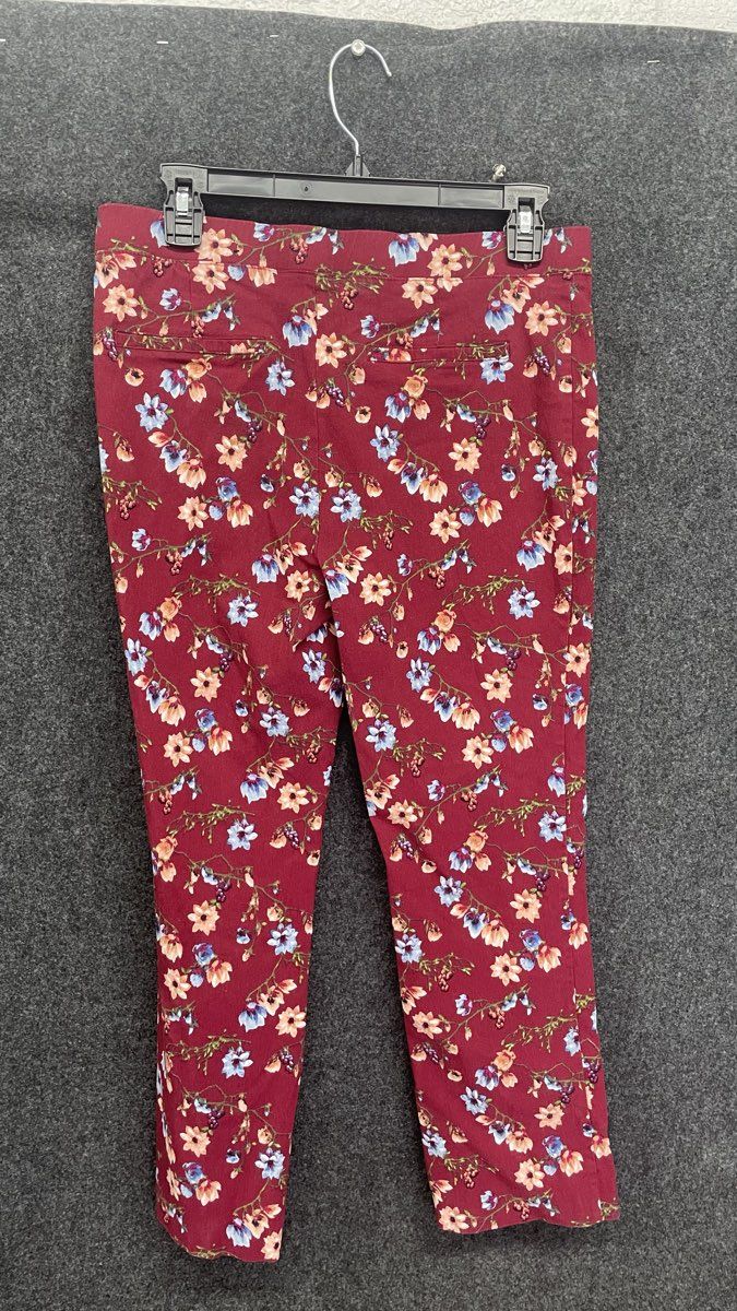 Jules & Leopold Women's Maroon Floral Pull-On Stretch Leggings Pants Sz M