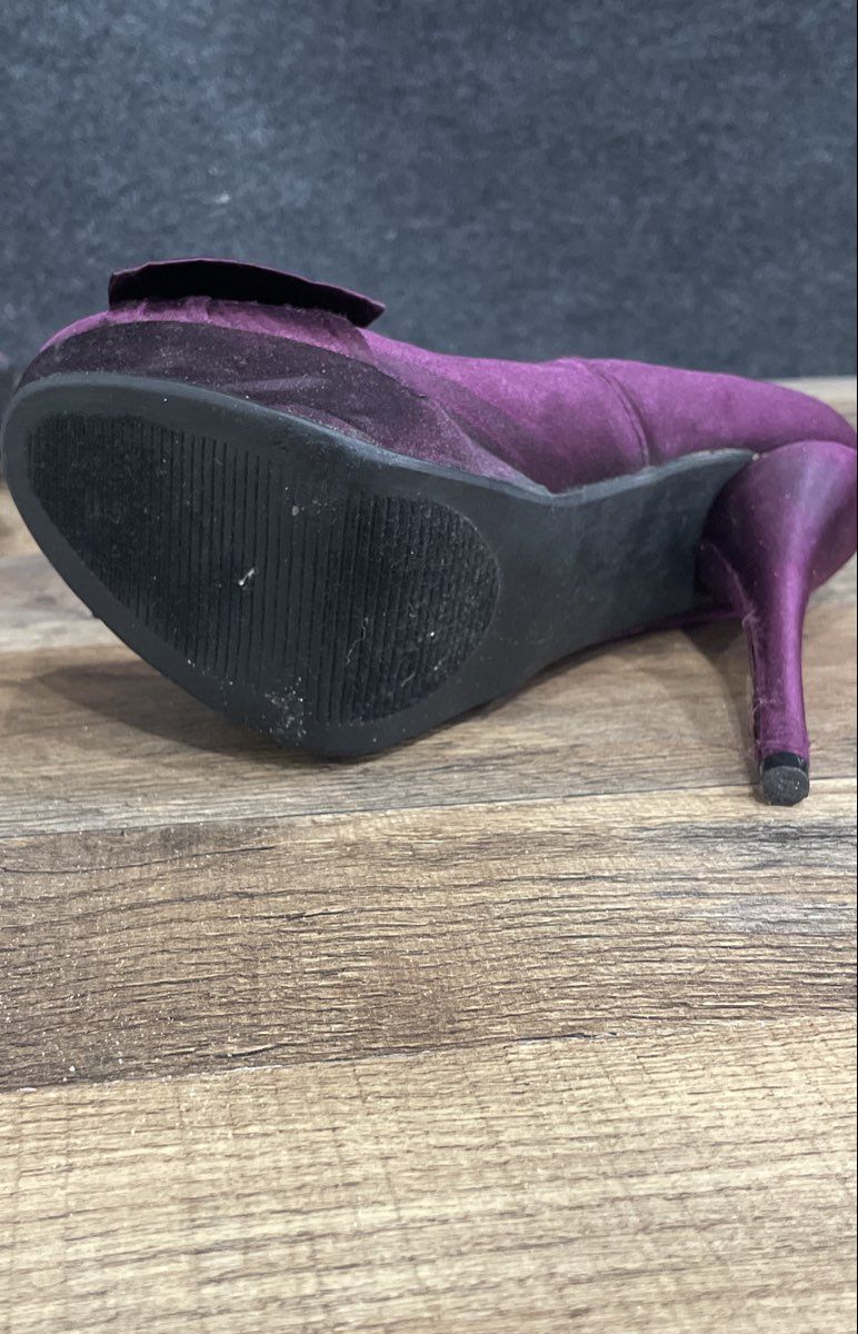 Just Fabulous Purple Satin Bow Platform Stiletto High Heels Size 7.5