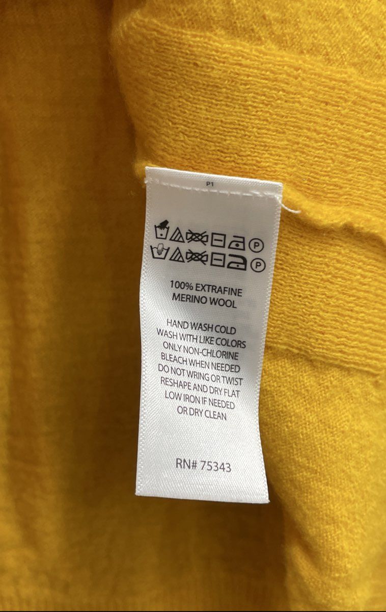 Ellen Tracy Women's Yellow 100% Extra Fine Merino Wool Sweater Sz XL