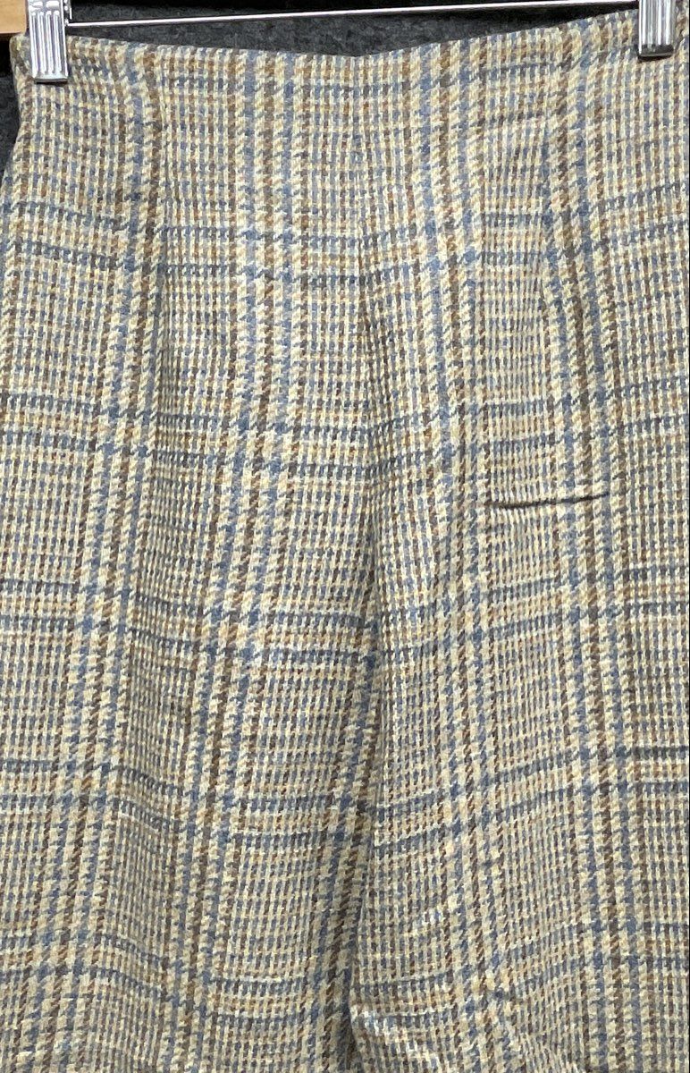 Talbots Women's Vintage 90s Plaid High Rise Tapered Pants Tan Blue Sz 2