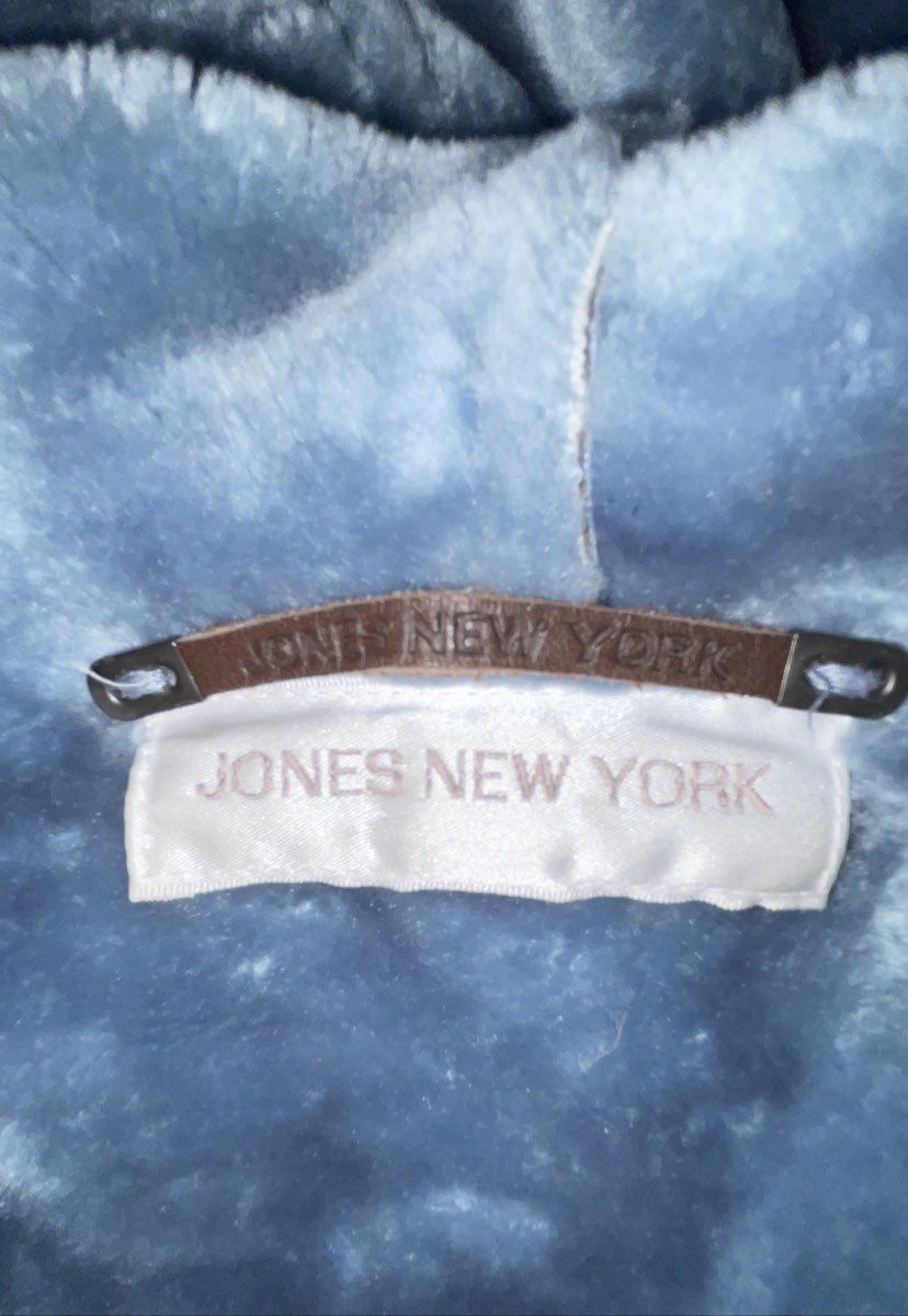 Jones New York Women's Vintage Y2K Lt Blue Faux Suede Hooded Jacket M