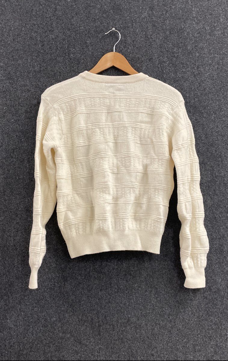 Vintage Giorgiolini Men's Sweater Cream Textured Wool Blend Made in Italy Sz L