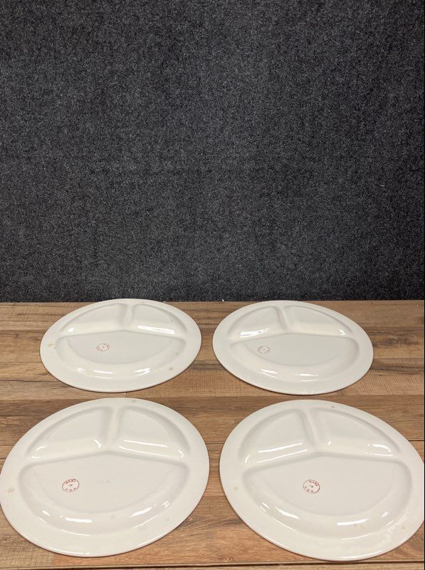 Red Willow Transferware Divided Grill Plates Set 4 Piece Made in USA Vintage