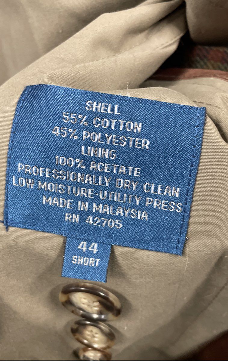 Vintage 90s TownCraft Men's Khaki Double Breasted Trench Coat Liner Sz 44 Short