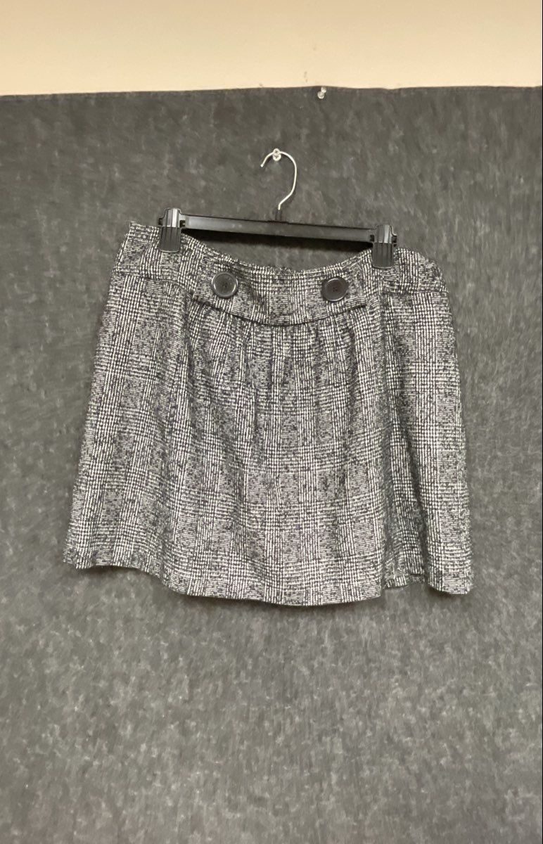 Michael Kors Women's Black White Tweed Glen Plaid A-Line Mini Skirt Size 14