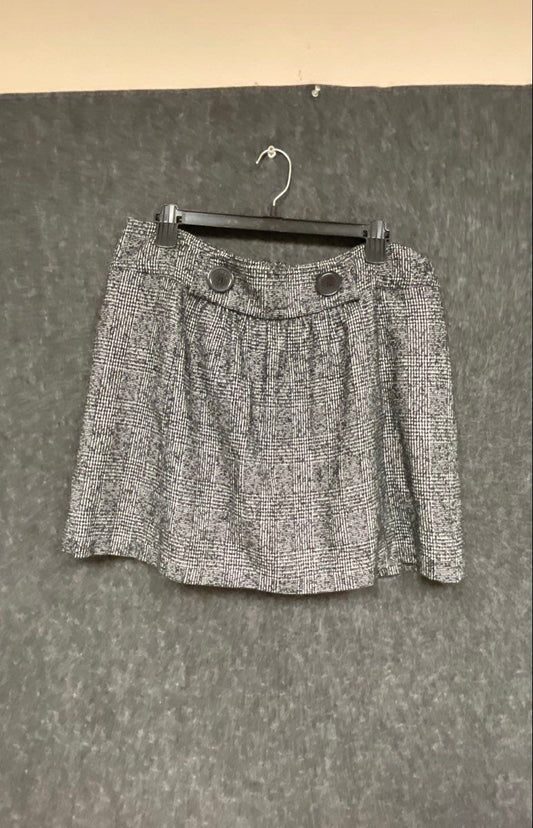 Michael Kors Women's Black White Tweed Glen Plaid A-Line Mini Skirt Size 14