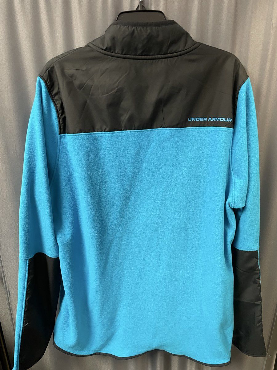 Under Armour Men's Blue Black Storm Fleece Hybrid 1/2 Zip Loose Jacket Sz XL