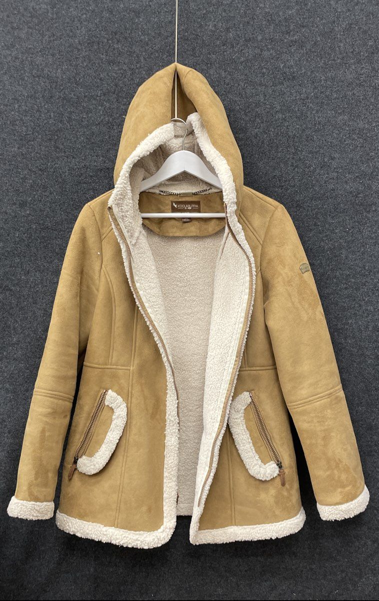 Koolaburra By UGG Women's Chestnut Faux Suede Sherpa Lined Hooded Coat Sz M
