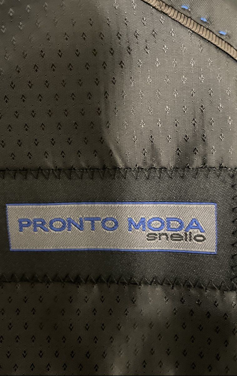 Pronto Moda Snello Men's Charcoal Pinstripe Super 140s Merino Wool Blazer Sz 36R