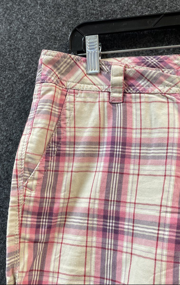 Aeropostale Women's Pink Plaid Bermuda Chino Shorts Size 9/10