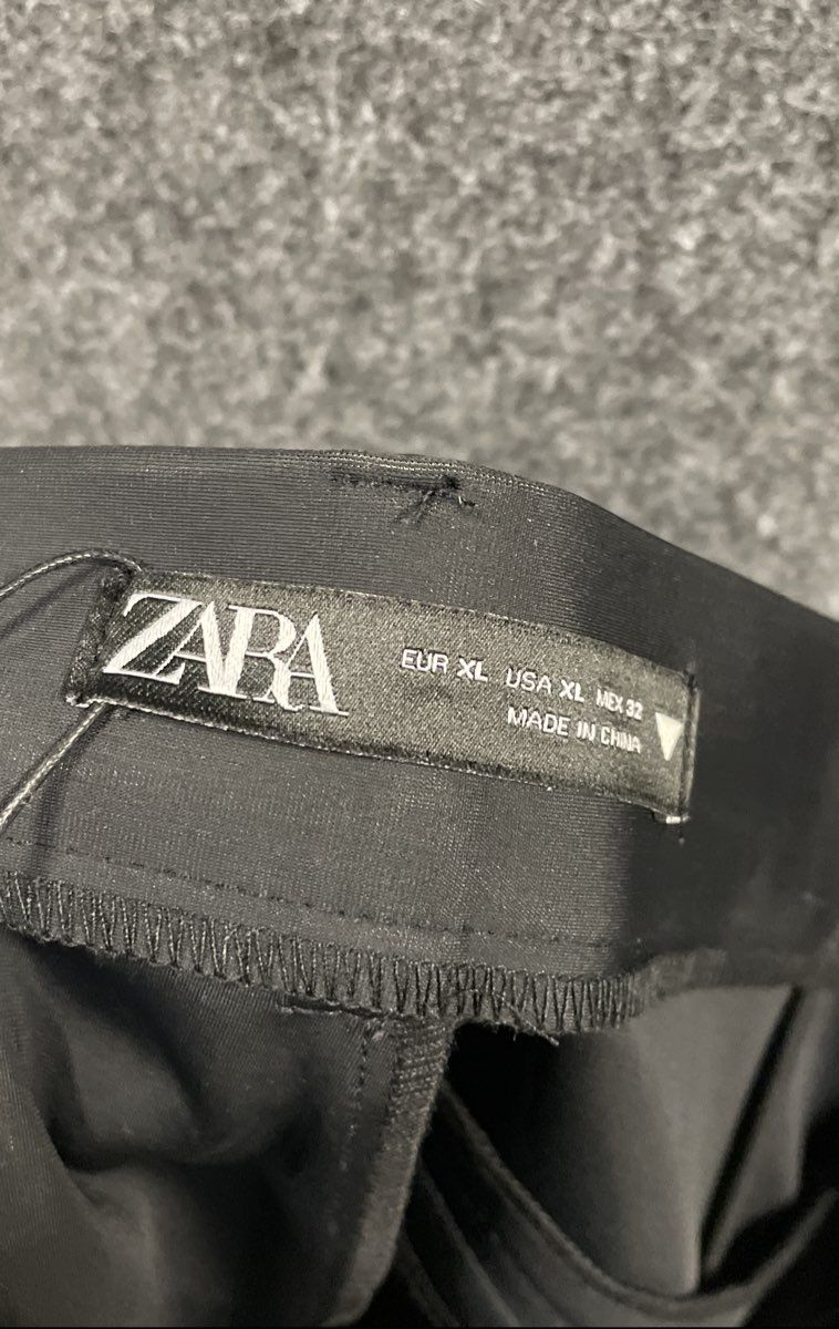 Zara Women's Black Pintuck Stitched Crease Stretch Trousers Dress Pants NWT XL