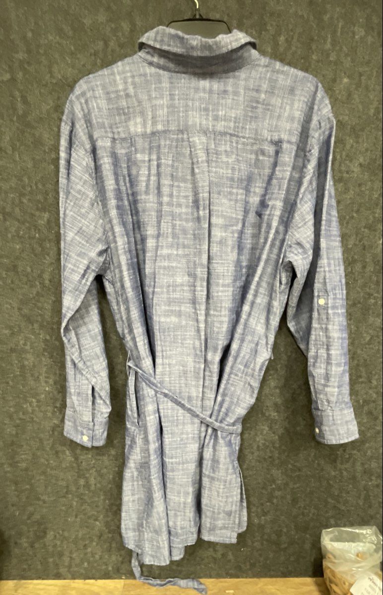 Tommy Hilfiger Women's Blue Chambray Belted Long Sleeve Tunic Shirt Dress Sz 16W