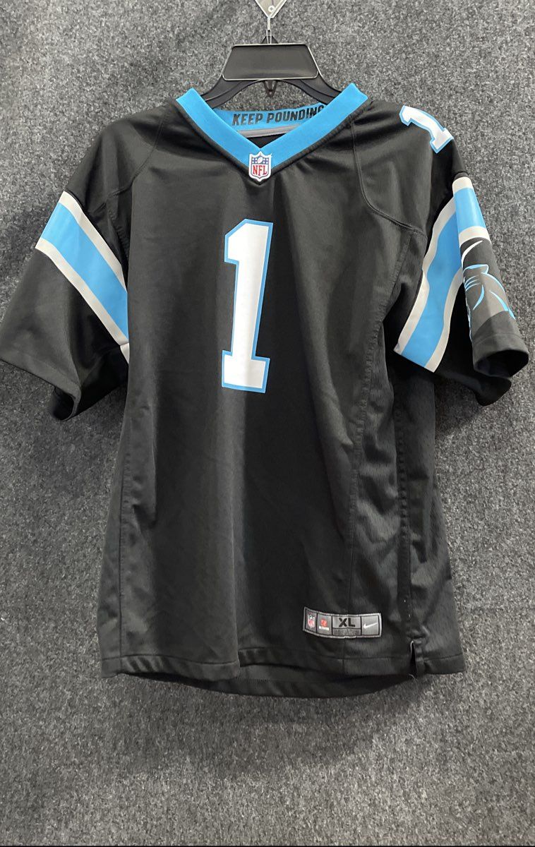 Nike Men's Carolina Panthers Cam Newton #1 Football Jersey Black Size XL
