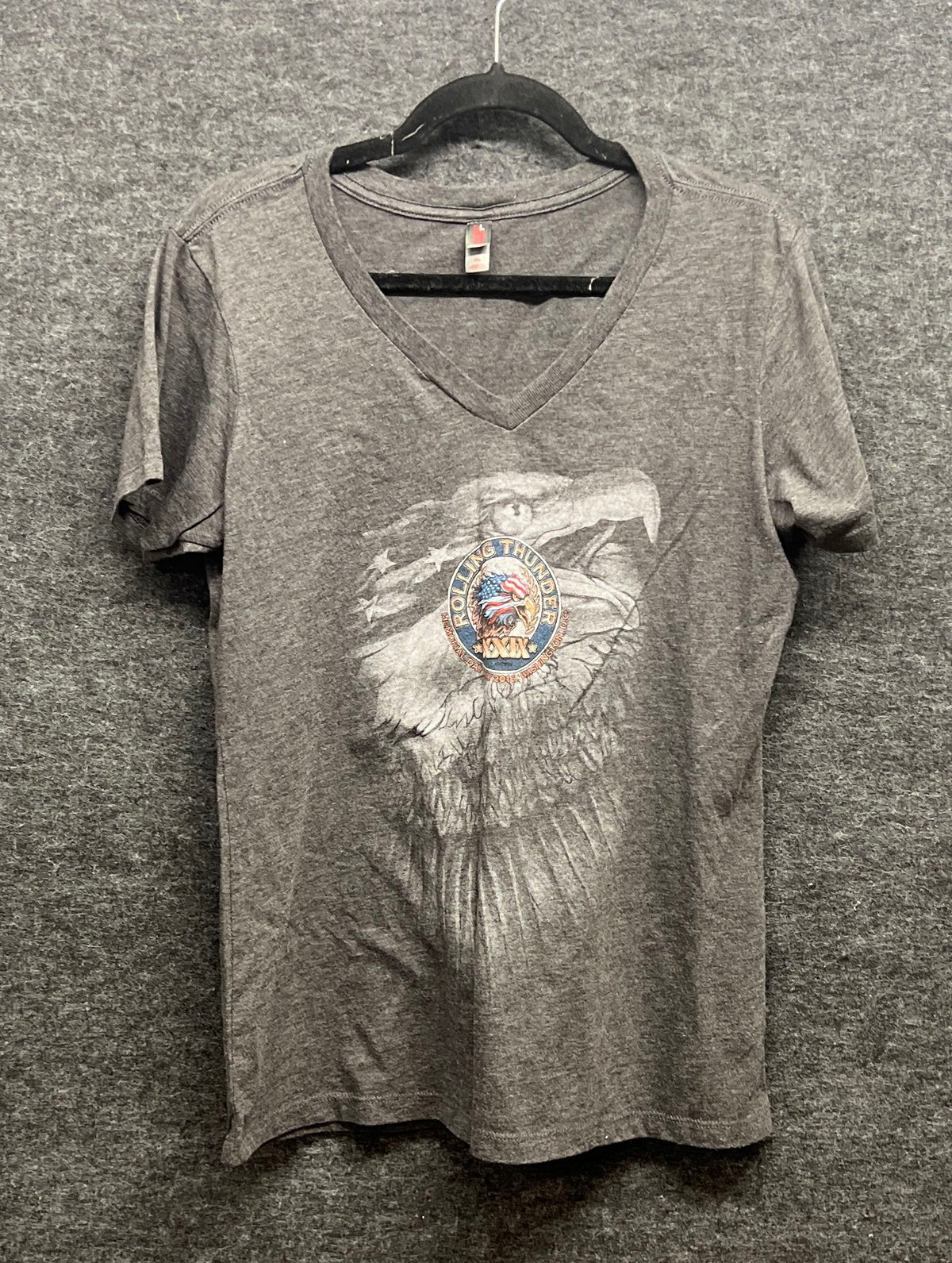 Rolling Thunder XXIX 2016 Memorial Day V-Neck T-Shirt Eagle Graphic Grey Sz XL