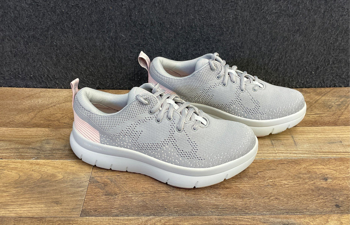 Alegria ROK n ROLL Q-Smidt Light Grey Pink Knit Sneakers Women's Size 38 US 8