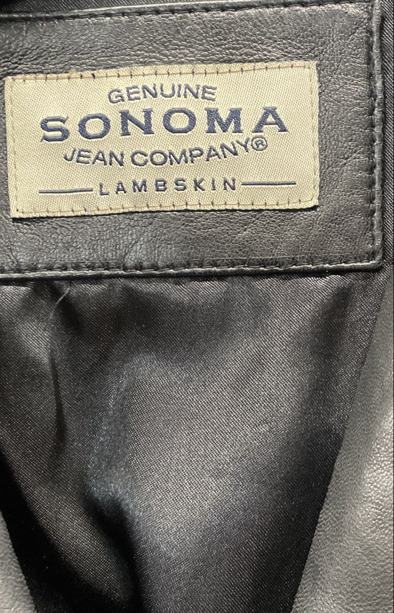 Vintage Sonoma Jean Company Men's Black Lambskin Leather Blazer Jacket Sz L