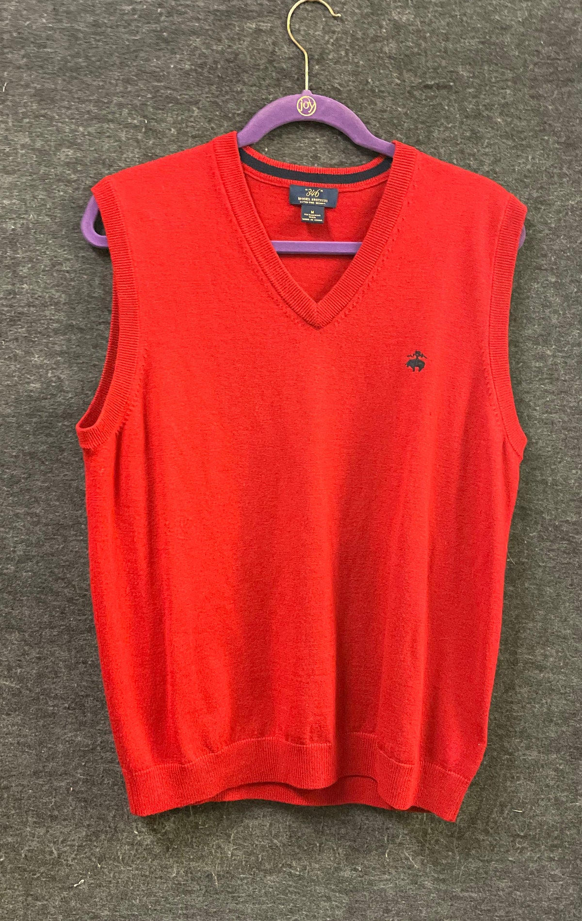Brooks Brothers 346 Men's V-Neck Sweater Vest Red 100% Merino Wool Size M