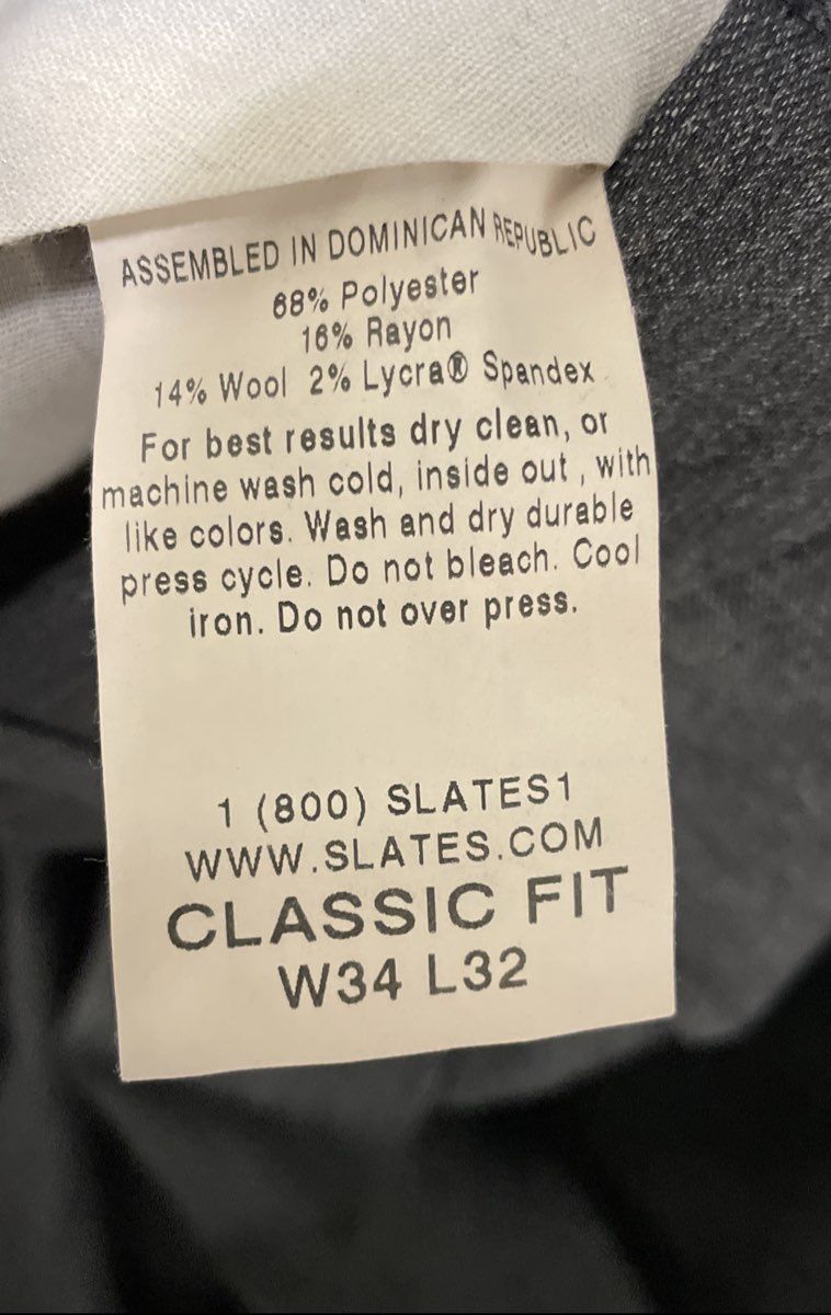 Vintage Y2K Slates Men's Gray Pleated Pants Classic Fit Wool Blend Sz 34x32